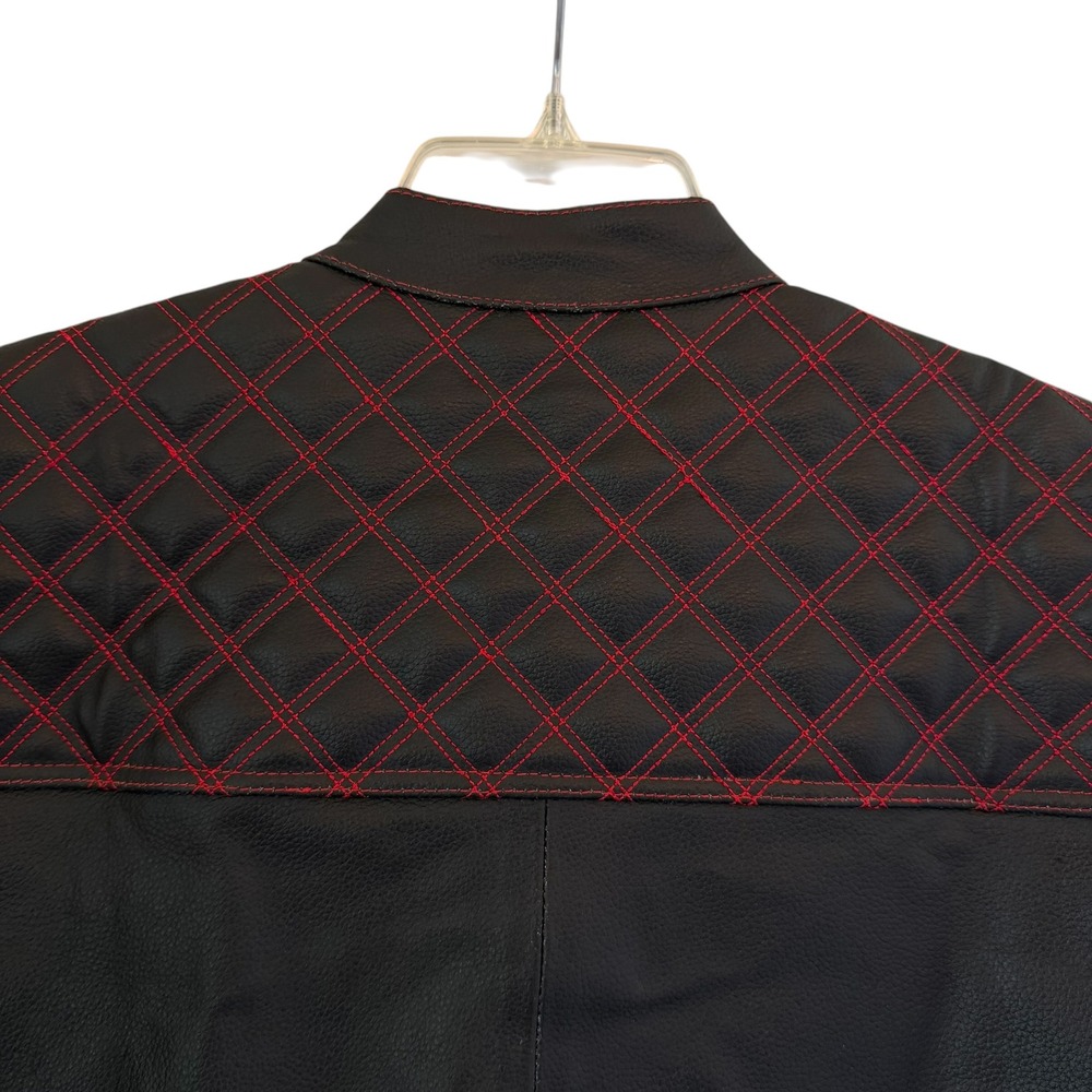 Jackets4Bikes Black Leather Biker Vest Red Quilted Stitching Gun Pocket 2XL NEW - Picture 7 of 13